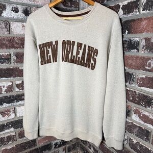 New Orleans Louisiana Airport Souvenir Cream & Brown Crewneck Sweatshirt